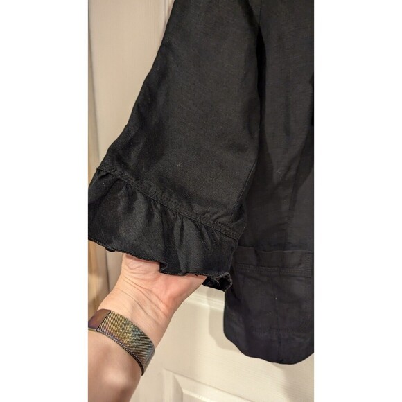 White House Black Market ruffles cropped blazer Sz 10 linen blend Office Career - Picture 3 of 7